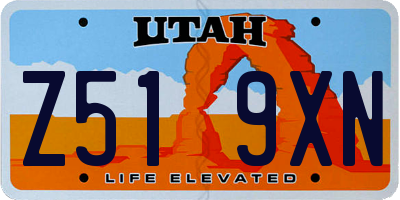 UT license plate Z519XN