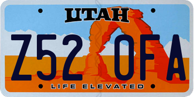 UT license plate Z520FA