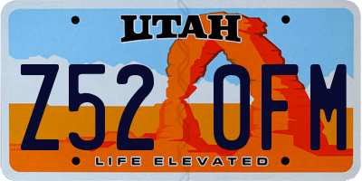 UT license plate Z520FM