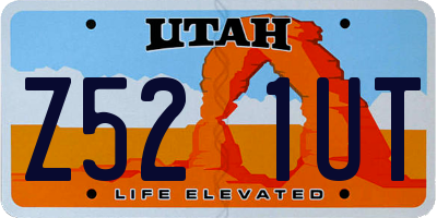 UT license plate Z521UT