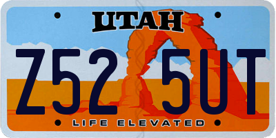 UT license plate Z525UT