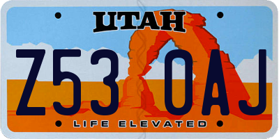 UT license plate Z530AJ