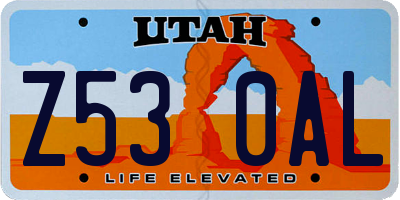 UT license plate Z530AL