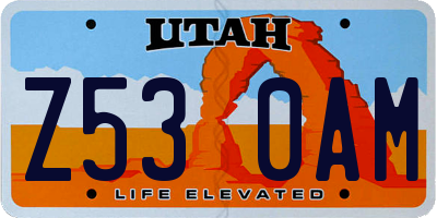 UT license plate Z530AM