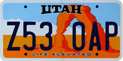 UT license plate Z530AP