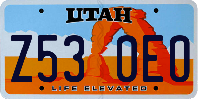 UT license plate Z530EO