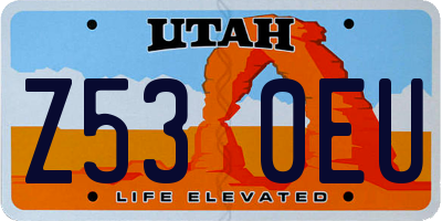 UT license plate Z530EU