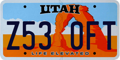 UT license plate Z530FT