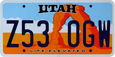 UT license plate Z530GW