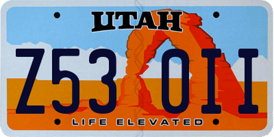 UT license plate Z530II
