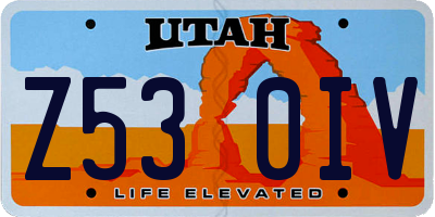 UT license plate Z530IV