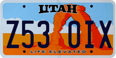 UT license plate Z530IX
