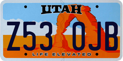 UT license plate Z530JB