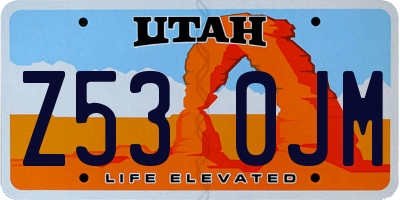 UT license plate Z530JM