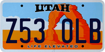 UT license plate Z530LB