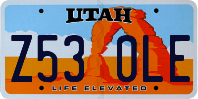 UT license plate Z530LE