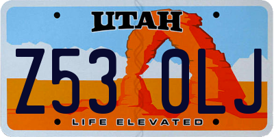UT license plate Z530LJ