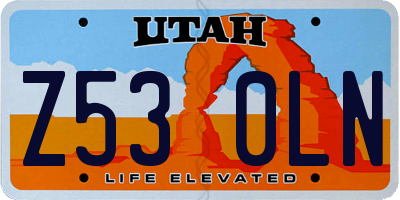 UT license plate Z530LN