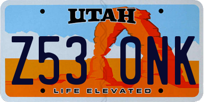UT license plate Z530NK