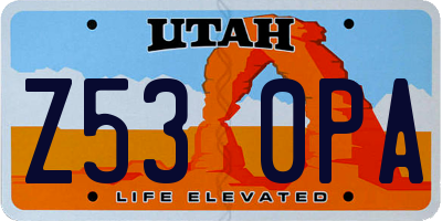 UT license plate Z530PA