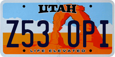 UT license plate Z530PI