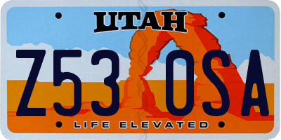 UT license plate Z530SA