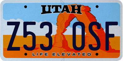 UT license plate Z530SF