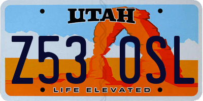 UT license plate Z530SL