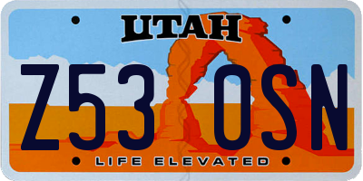UT license plate Z530SN