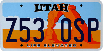 UT license plate Z530SP