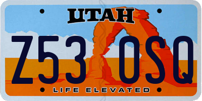 UT license plate Z530SQ