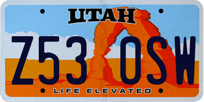 UT license plate Z530SW