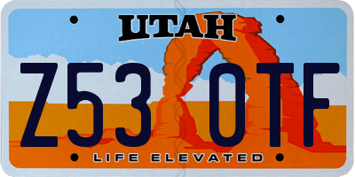 UT license plate Z530TF