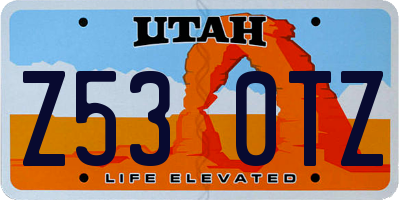 UT license plate Z530TZ