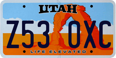 UT license plate Z530XC