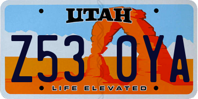 UT license plate Z530YA