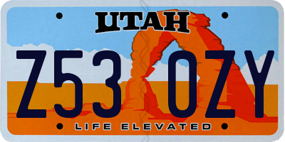 UT license plate Z530ZY