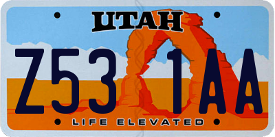 UT license plate Z531AA
