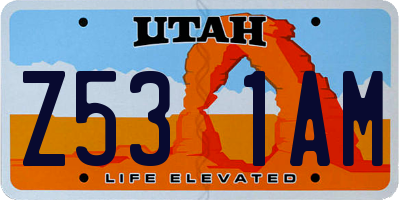 UT license plate Z531AM