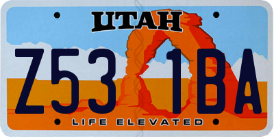 UT license plate Z531BA