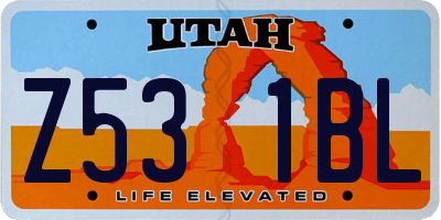 UT license plate Z531BL