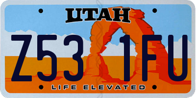 UT license plate Z531FU