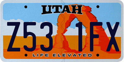 UT license plate Z531FX