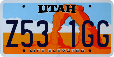 UT license plate Z531GG