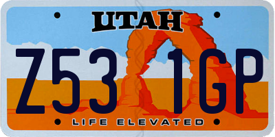 UT license plate Z531GP