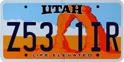 UT license plate Z531IR