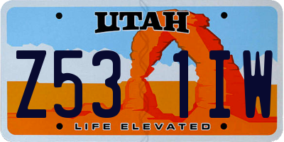 UT license plate Z531IW