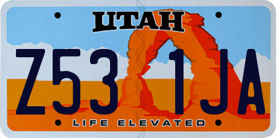 UT license plate Z531JA