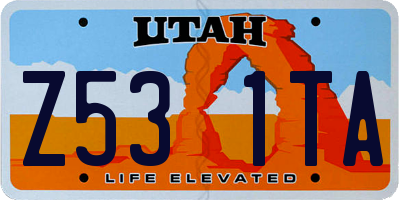 UT license plate Z531TA