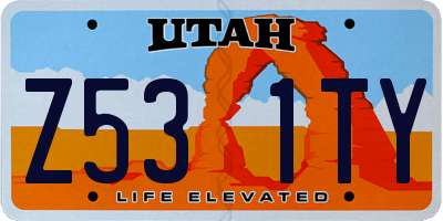 UT license plate Z531TY
